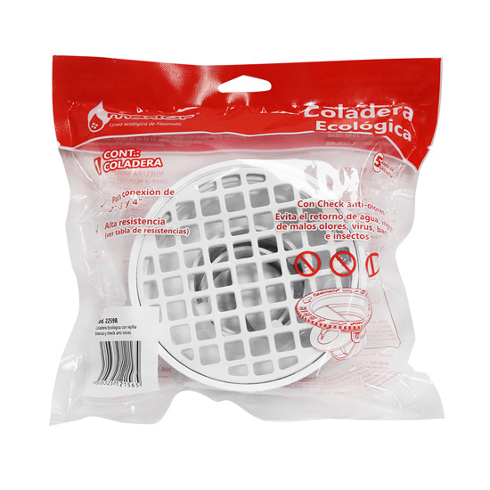 COLADERA UNIVERSAL CON REJILLA BLANCA Y CHECK ANTI-OLORES