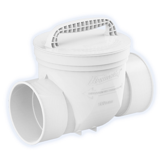 VÁLVULA COPLE ANTI-RETORNO, FABRICADA DE ABS. PARA TUBERÍA SANITARIA DE 6"