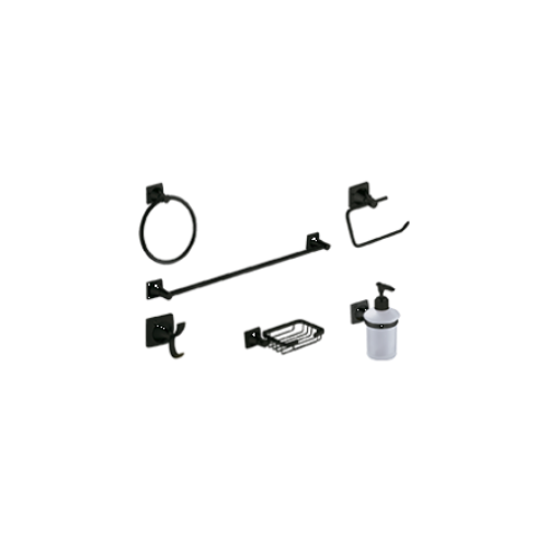 Juego de accesorios para baño 6 piezas negro mate