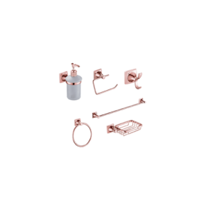 Juego de accesorios para baño 6 piezas oro rosado