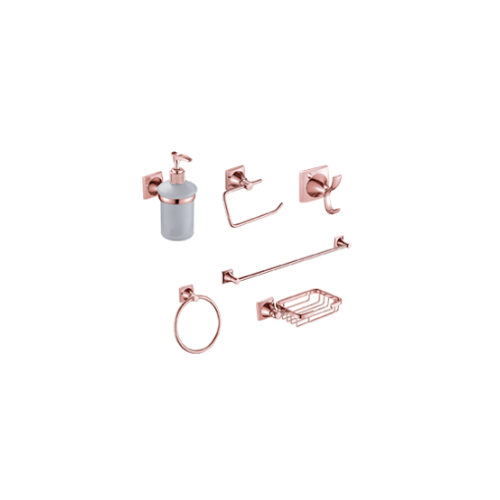 Juego de accesorios para baño 6 piezas oro rosado